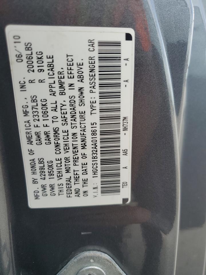 1HGCS1B32AA018615 2010 Honda Accord Lx