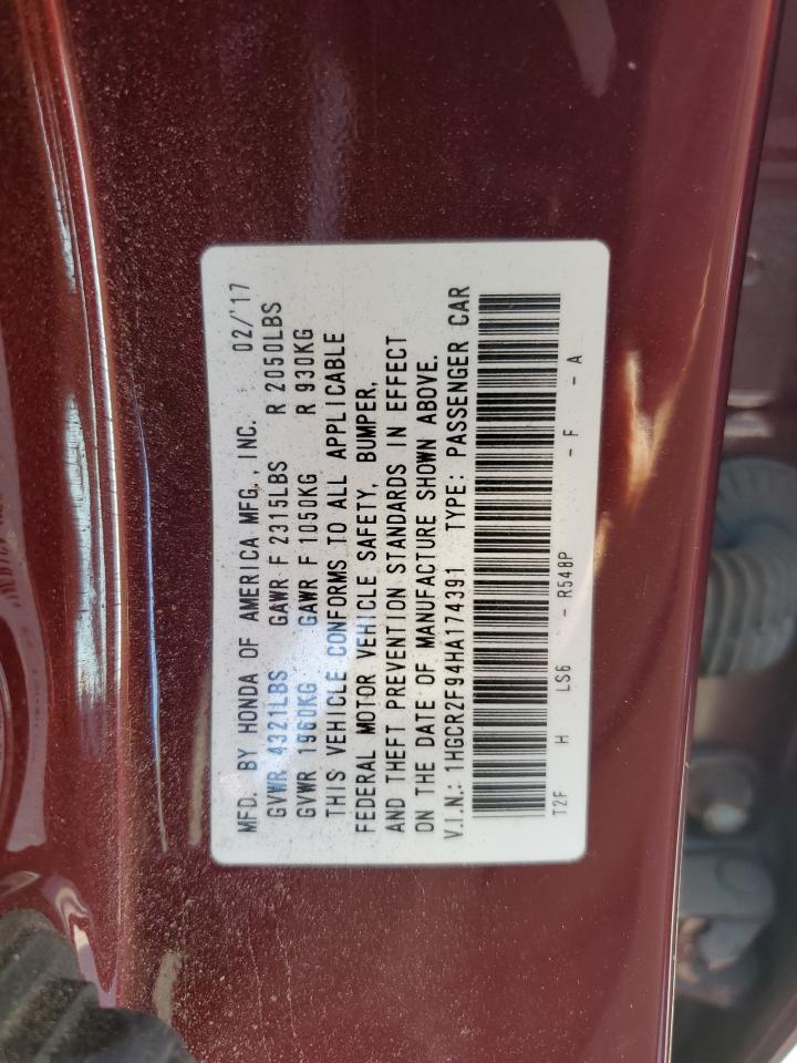 1HGCR2F94HA174391 2017 Honda Accord Exl