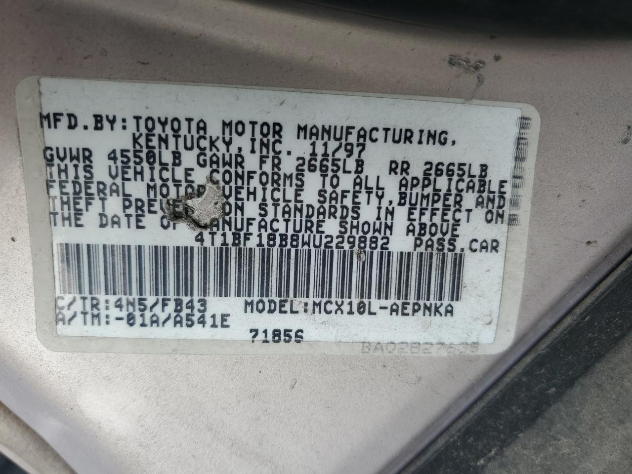 4T1BF18B8WU229882 1998 Toyota Avalon Xl