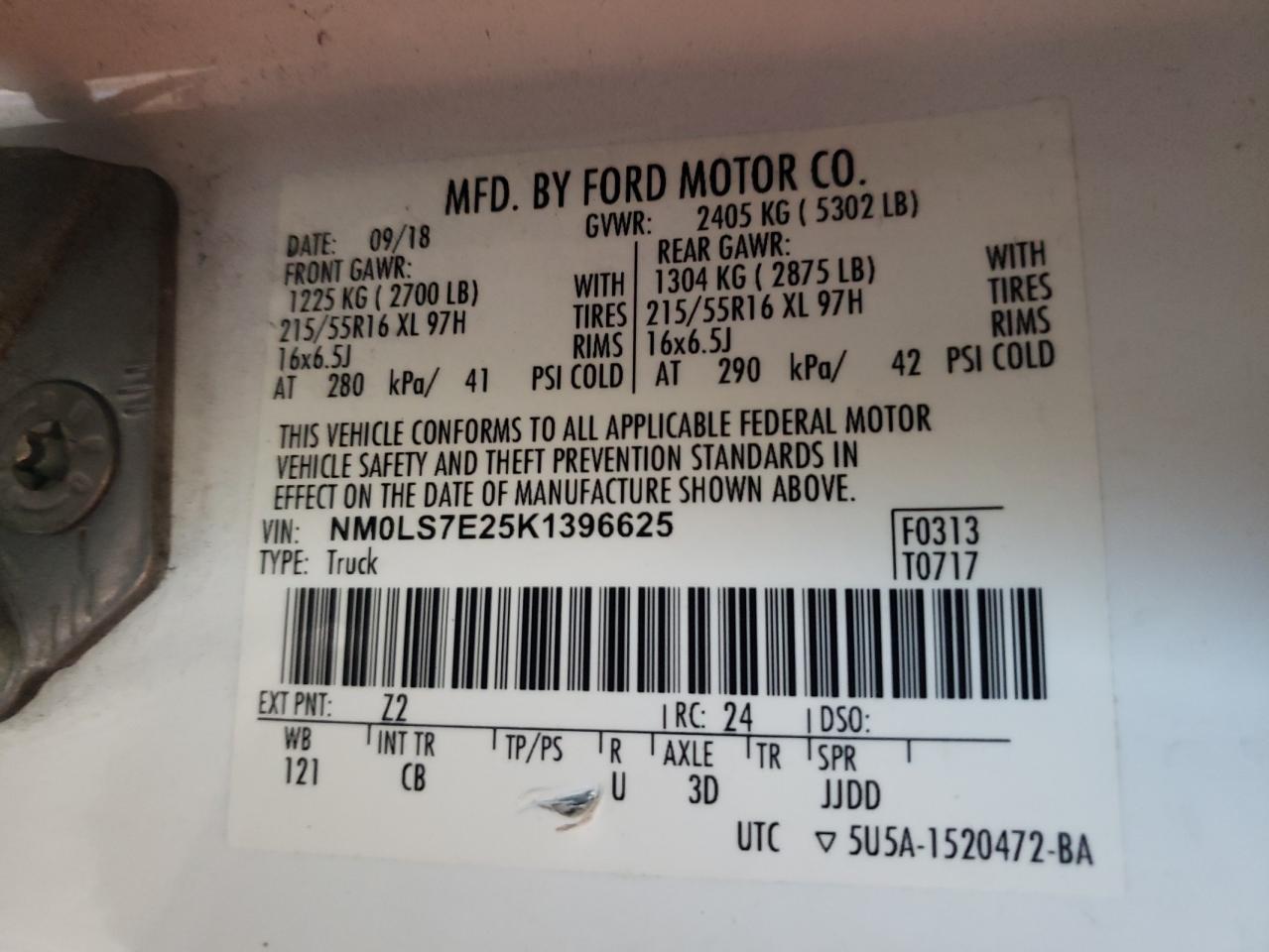 NM0LS7E25K1396625 2019 Ford Transit Connect Xl