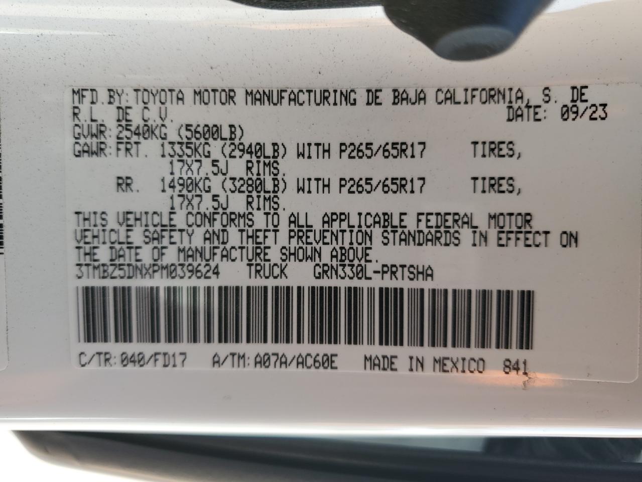 3TMBZ5DNXPM039624 2023 Toyota Tacoma Double Cab