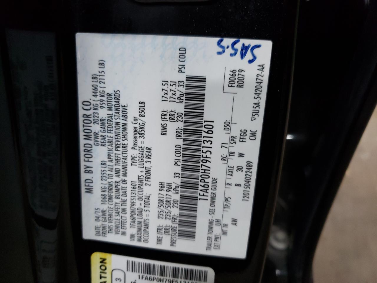 1FA6P0H79F5131601 2015 Ford Fusion Se