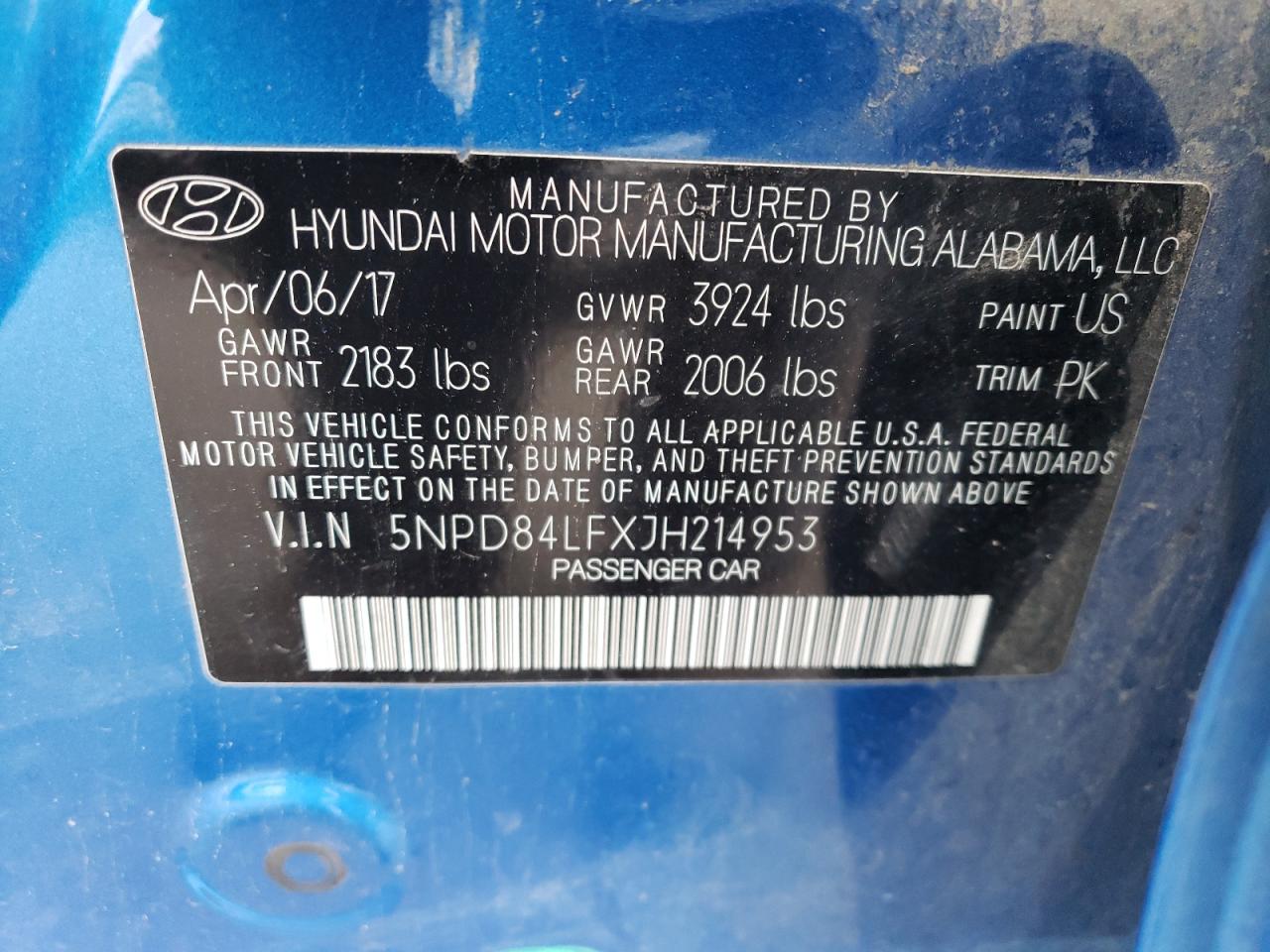 5NPD84LFXJH214953 2018 Hyundai Elantra Sel