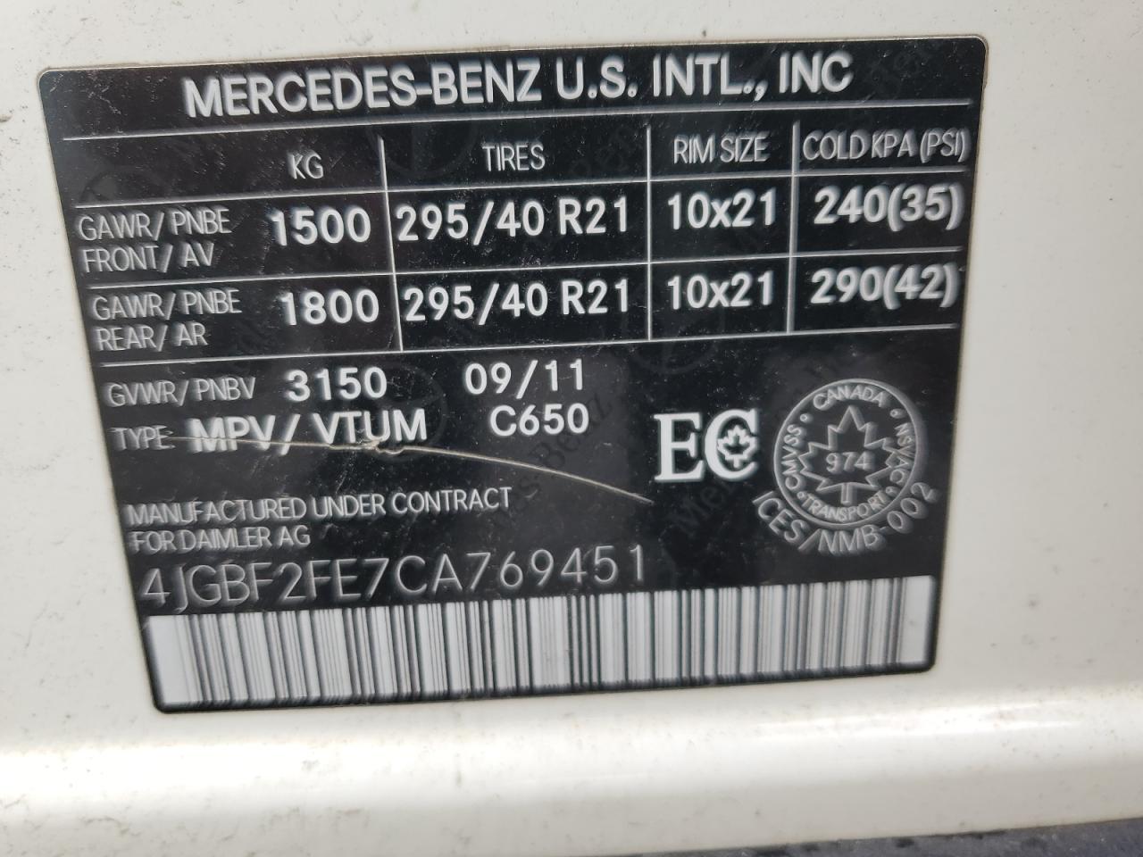 4JGBF2FE7CA769451 2012 Mercedes-Benz Gl 350 Bluetec