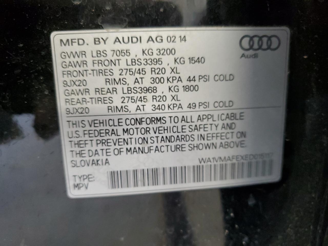 2014 Audi Q7 Prestige VIN: WA1VMAFEXED015117 Lot: 70766274