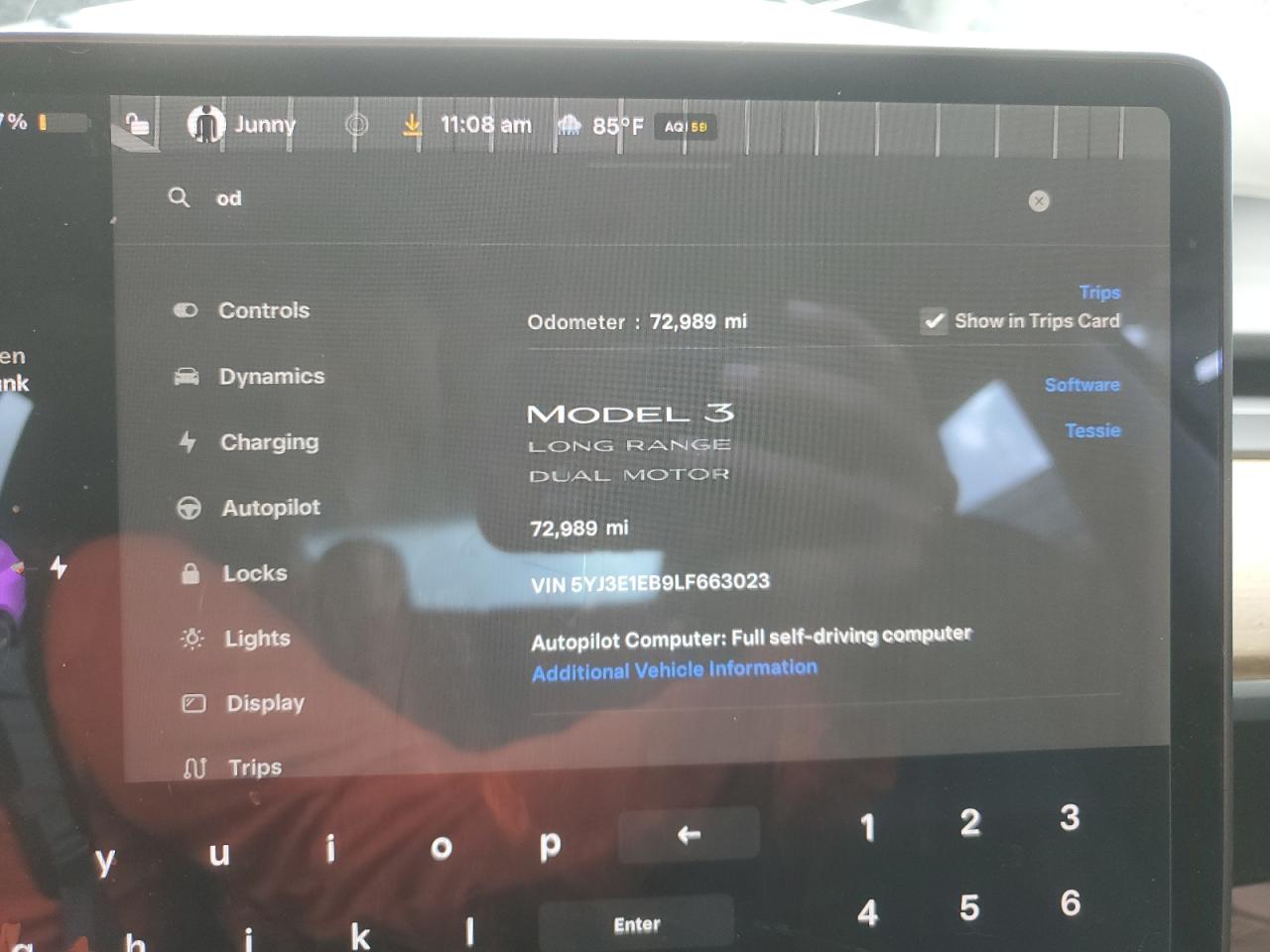 5YJ3E1EB9LF663023 2020 Tesla Model 3