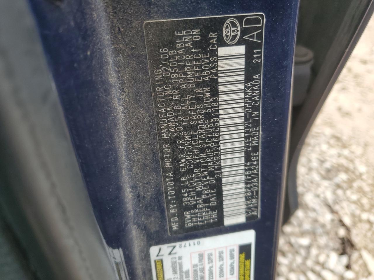 2T1KR32E66C591183 2006 Toyota Corolla Matrix Xr