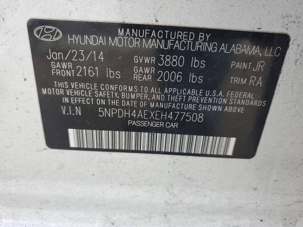 5NPDH4AEXEH477508 2014 Hyundai Elantra Se