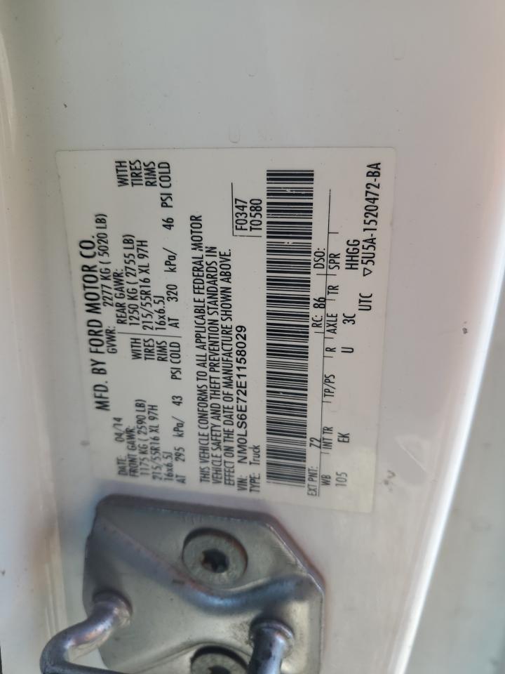 2014 Ford Transit Connect Xl VIN: NM0LS6E72E1158029 Lot: 72404334