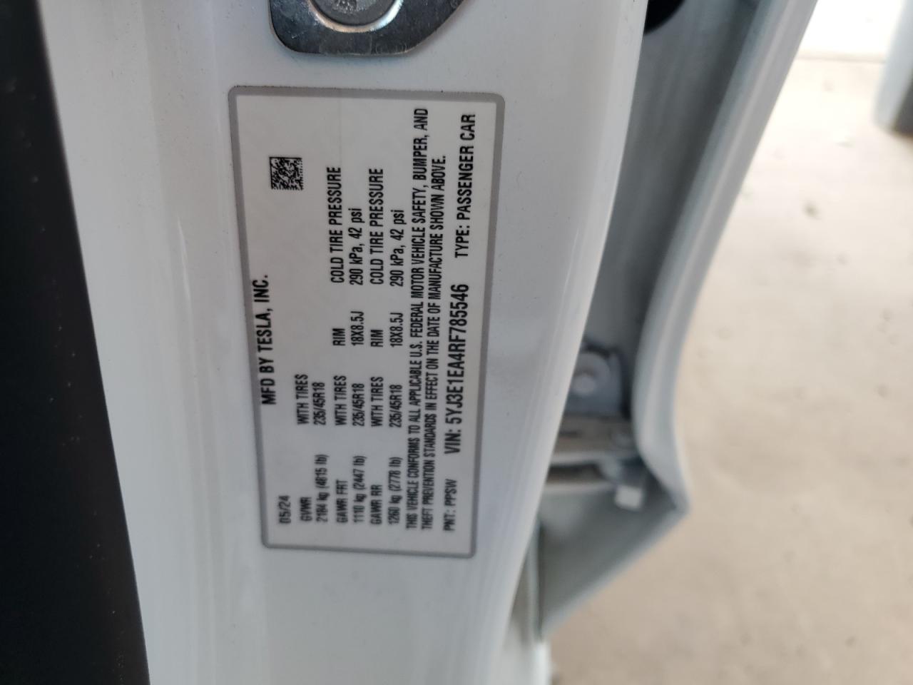 5YJ3E1EA4RF785546 2024 Tesla Model 3