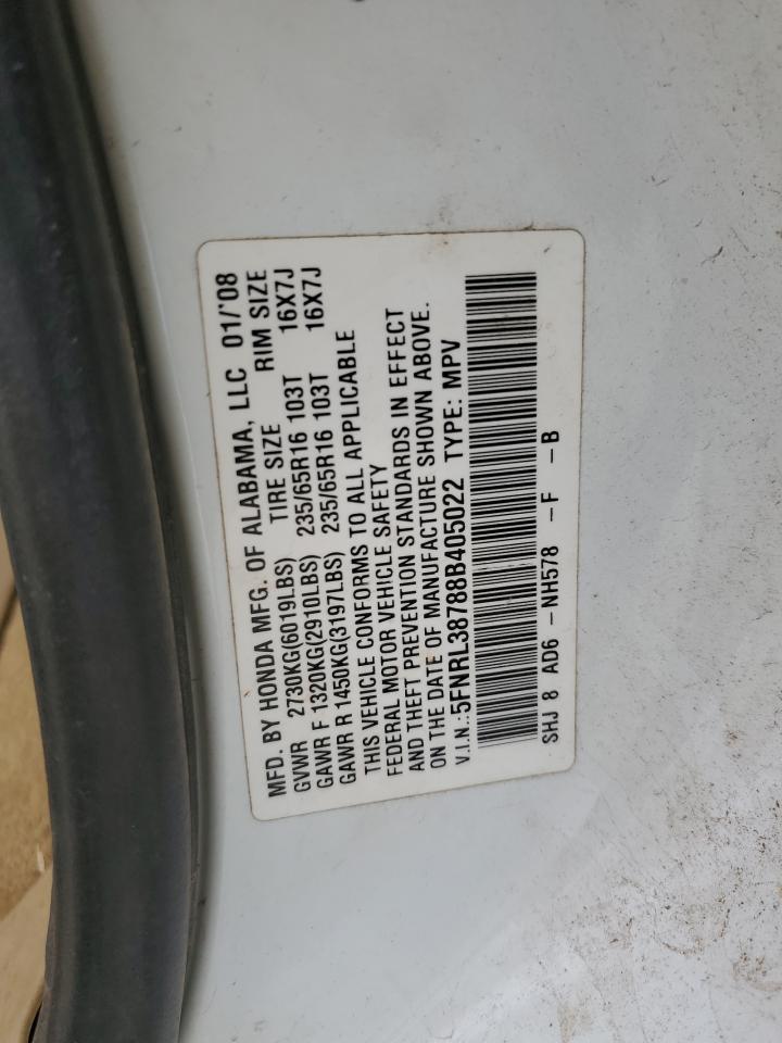 5FNRL38788B405022 2008 Honda Odyssey Exl