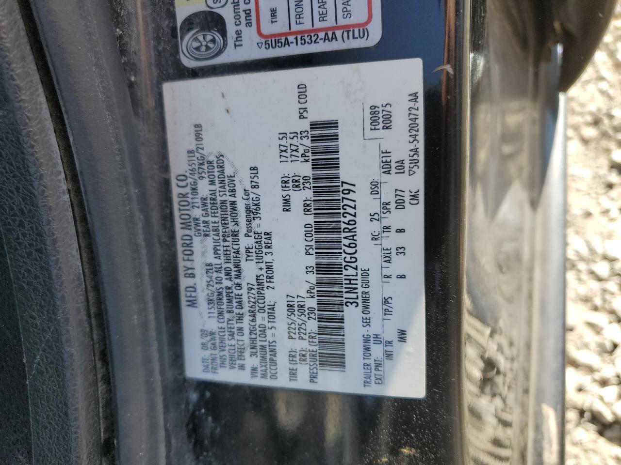 3LNHL2GC6AR622797 2010 Lincoln Mkz