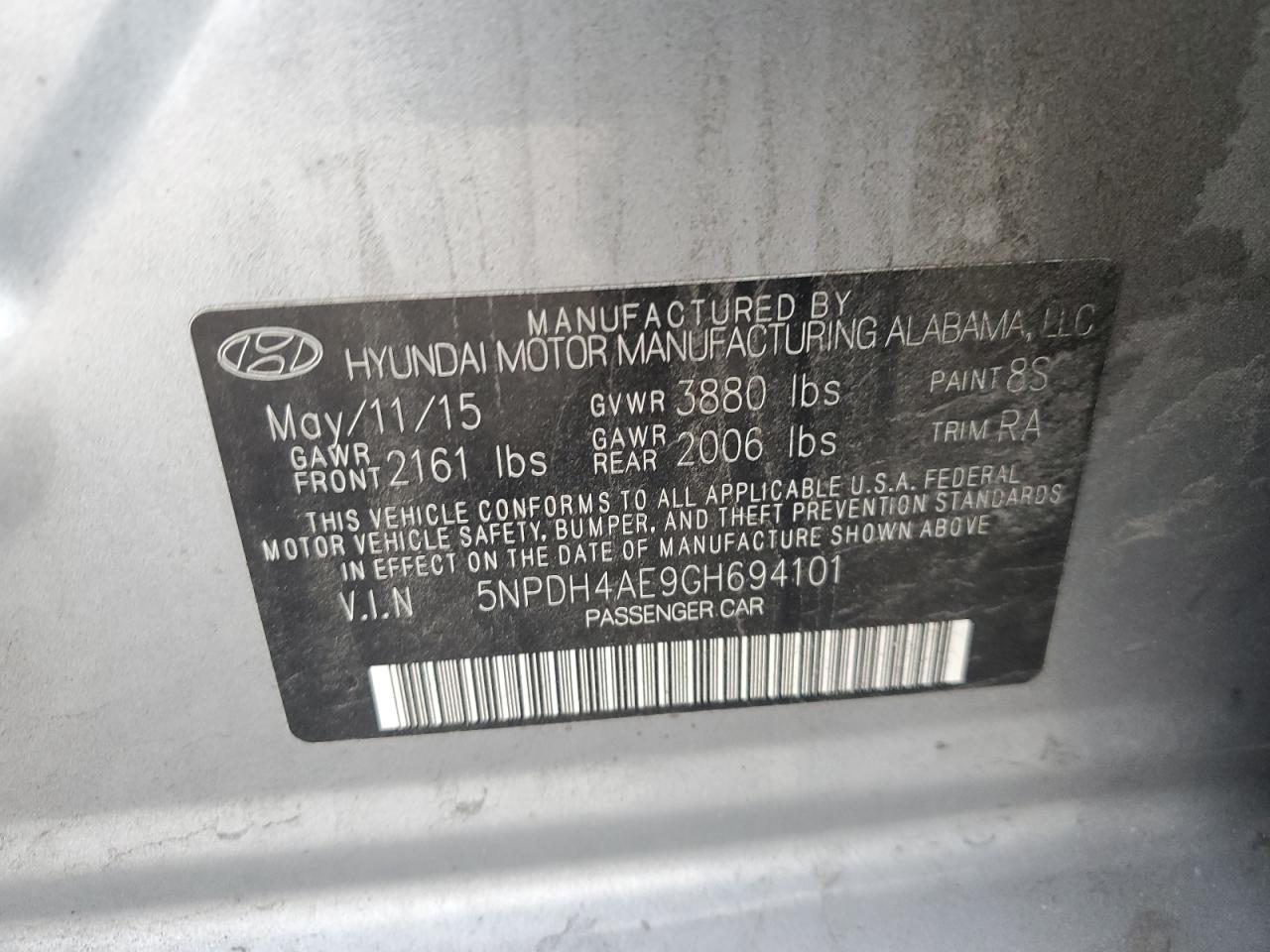 5NPDH4AE9GH694101 2016 Hyundai Elantra Se