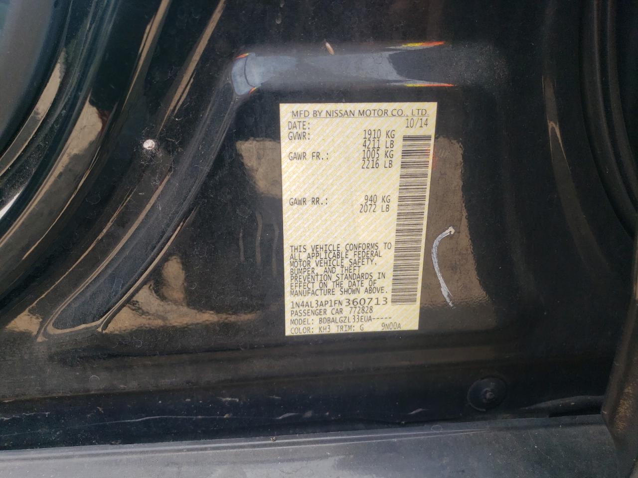 1N4AL3AP1FN360713 2015 Nissan Altima 2.5