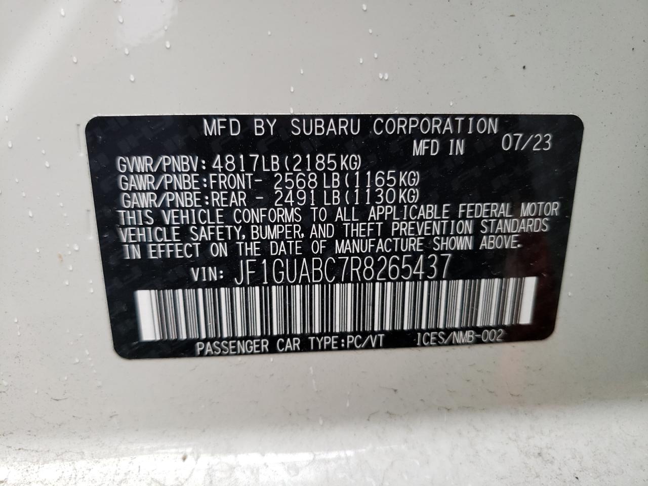 2024 Subaru Impreza VIN: JF1GUABC7R8265437 Lot: 72610394