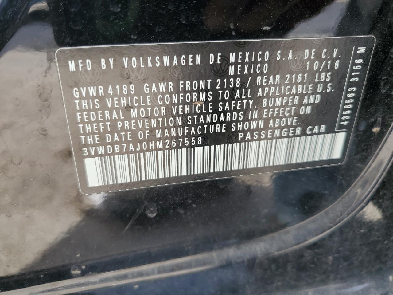 3VWDB7AJ0HM267558 2017 Volkswagen Jetta Se