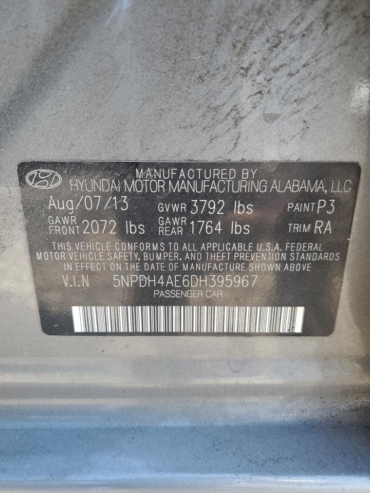 2013 Hyundai Elantra Gls VIN: 5NPDH4AE6DH395967 Lot: 70569484