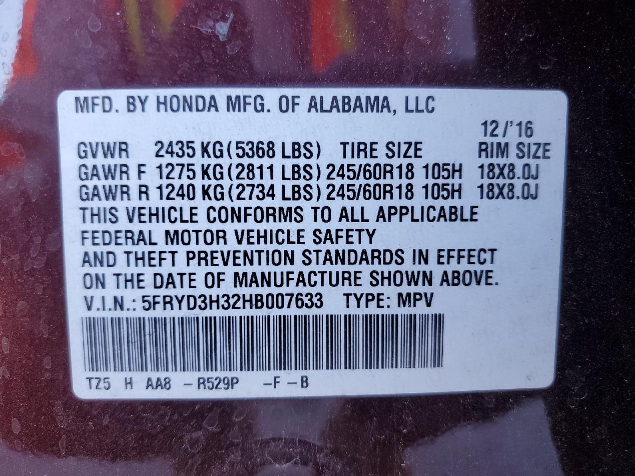 5FRYD3H32HB007633 2017 Acura Mdx