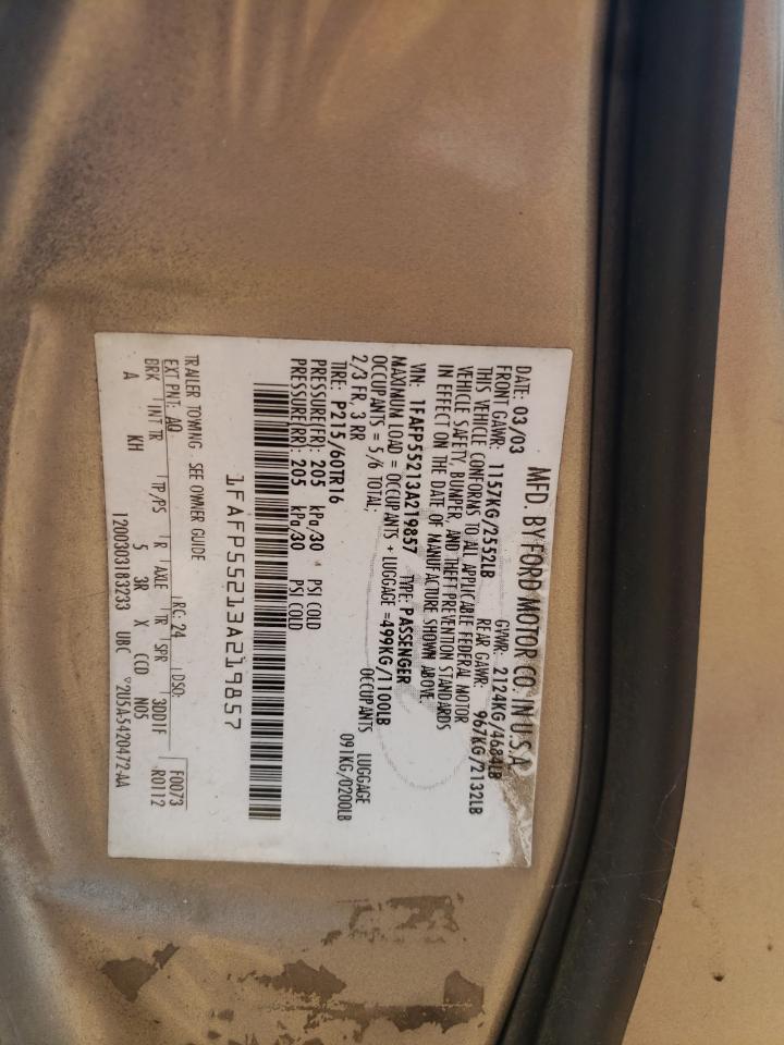 1FAFP55213A219857 2003 Ford Taurus Ses