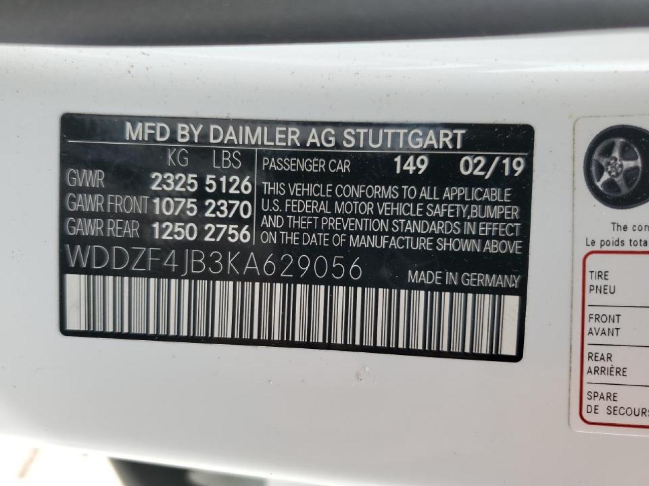 WDDZF4JB3KA629056 2019 Mercedes-Benz E 300