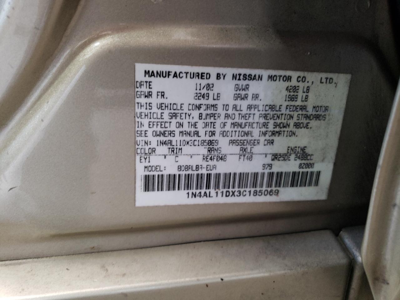 1N4AL11DX3C185069 2003 Nissan Altima Base