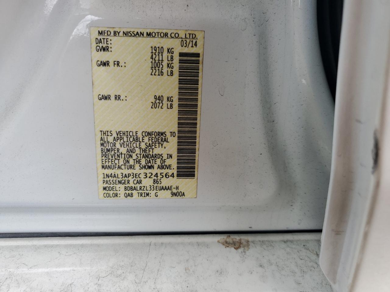 1N4AL3AP3EC324564 2014 Nissan Altima 2.5