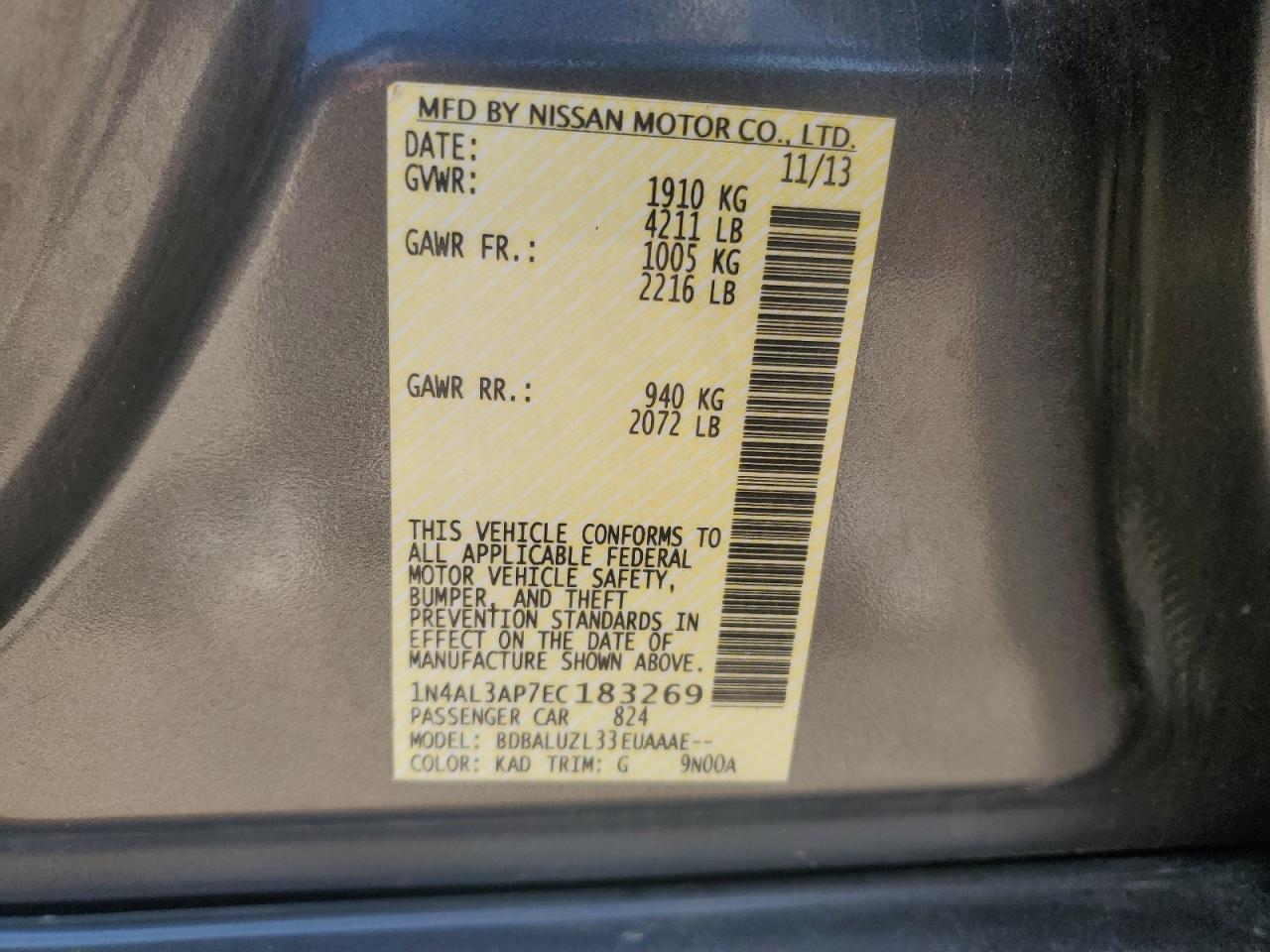 1N4AL3AP7EC183269 2014 Nissan Altima 2.5