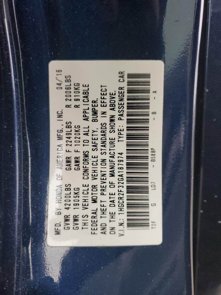 1HGCR2F32GA187974 2016 Honda Accord Lx