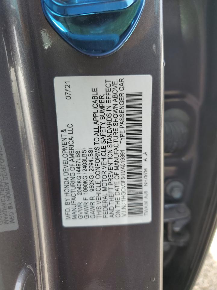 1HGCV3F91MA019891 2021 Honda Accord Touring Hybrid