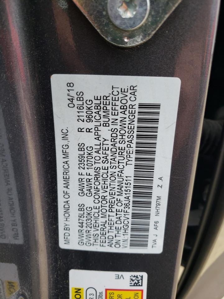 1HGCV1F36JA151511 2018 Honda Accord Sport