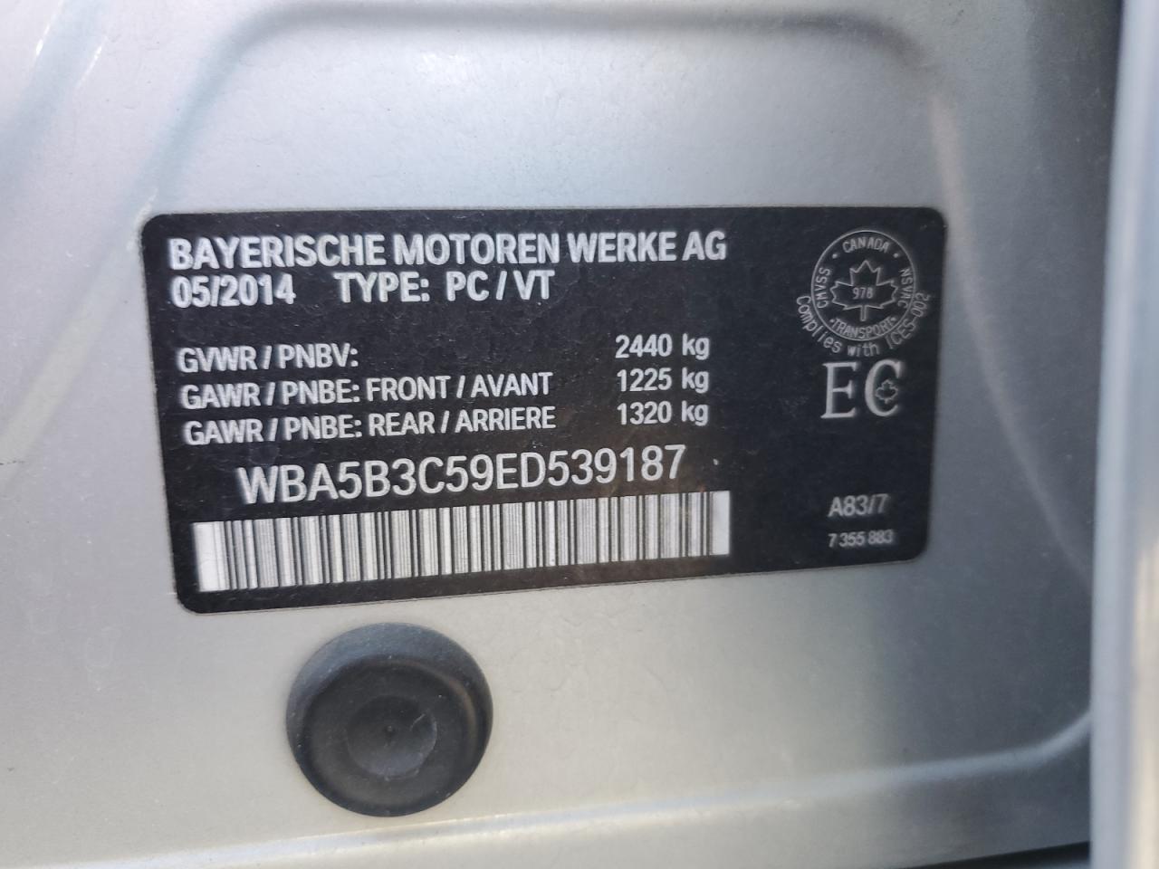 WBA5B3C59ED539187 2014 BMW 535 Xi