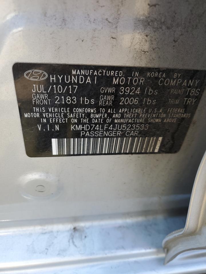 KMHD74LF4JU523533 2018 Hyundai Elantra Se