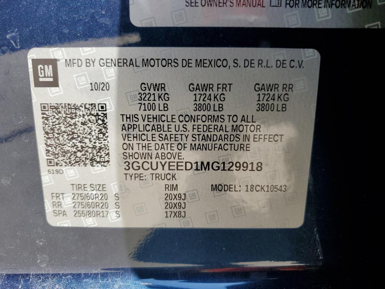 3GCUYEED1MG129918 2021 Chevrolet Silverado K1500 Rst