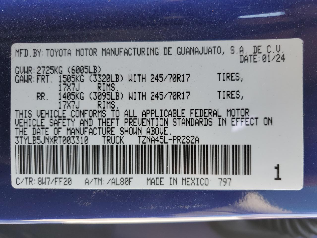 3TYLB5JNXRT003310 2024 Toyota Tacoma Double Cab