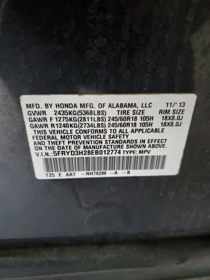 VIN 5FRYD3H28EB012774 2014 ACURA MDX no.13