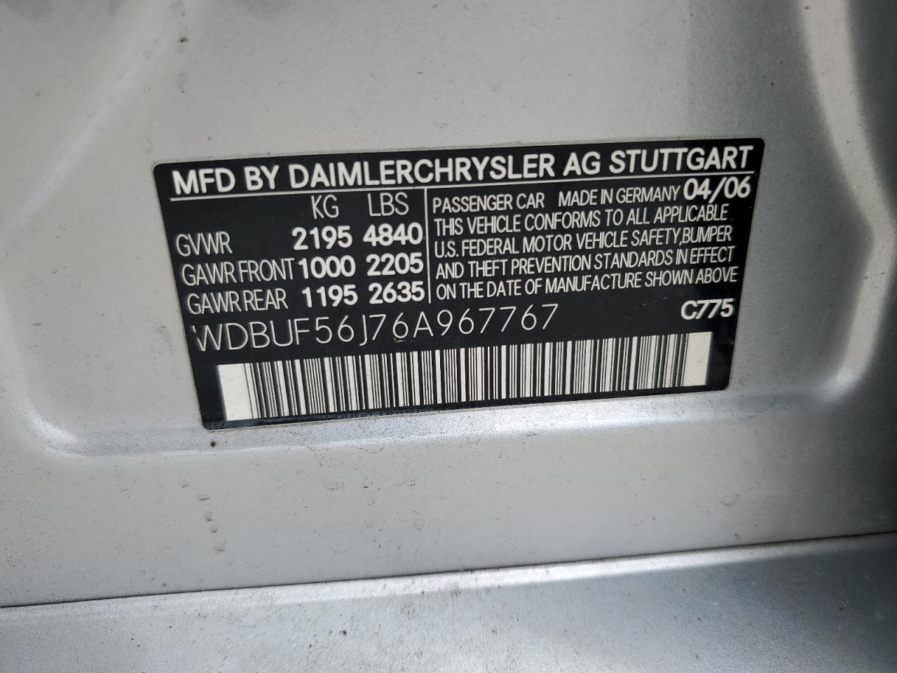 WDBUF56J76A967767 2006 Mercedes-Benz E 350