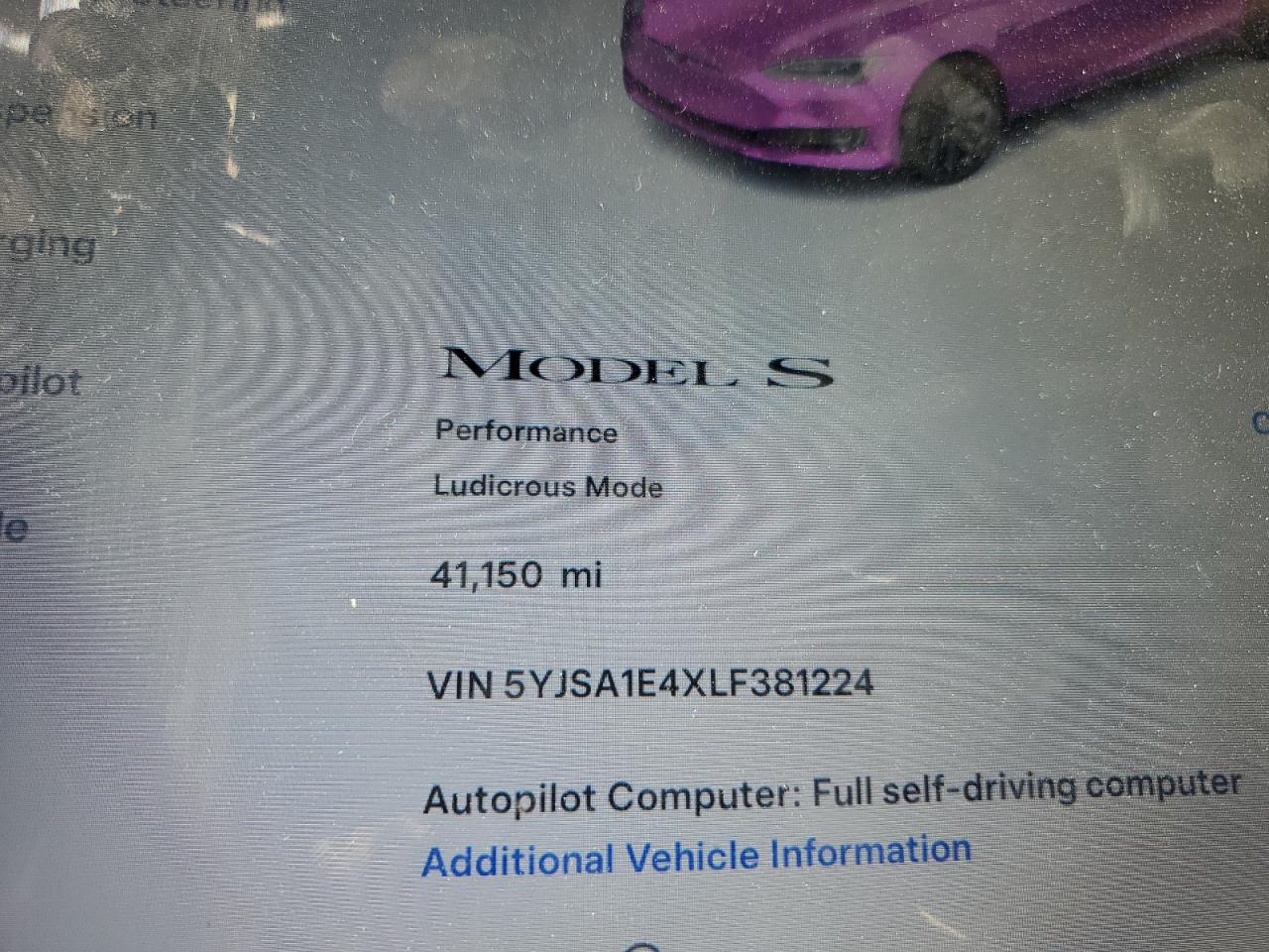 5YJSA1E4XLF381224 2020 Tesla Model S