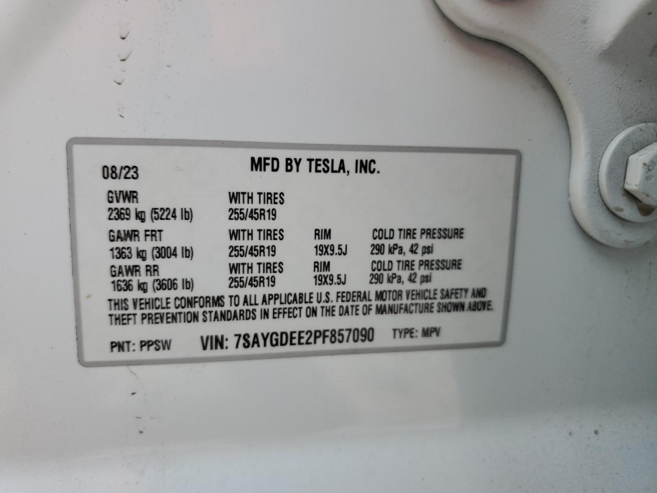 2023 Tesla Model Y VIN: 7SAYGDEE2PF857090 Lot: 71774084