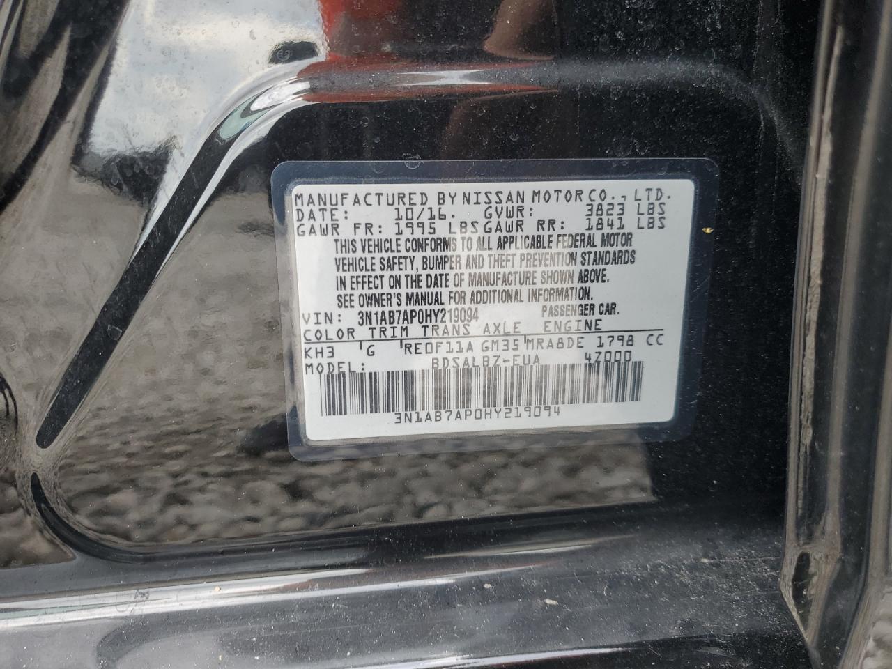 3N1AB7AP0HY219094 2017 Nissan Sentra S