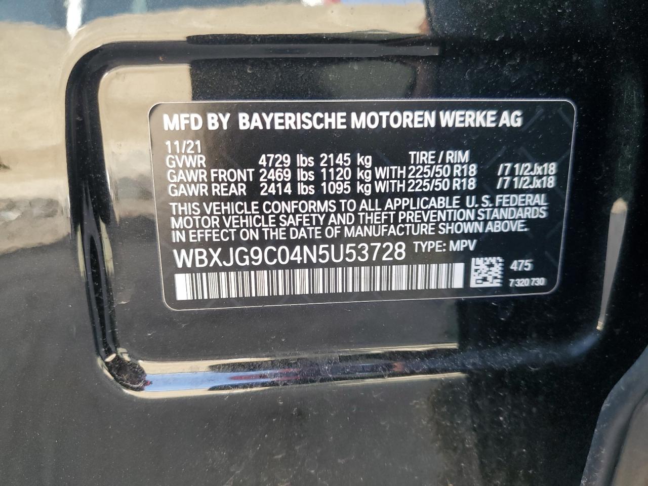 2022 BMW X1 xDrive28I VIN: WBXJG9C04N5U53728 Lot: 71735024