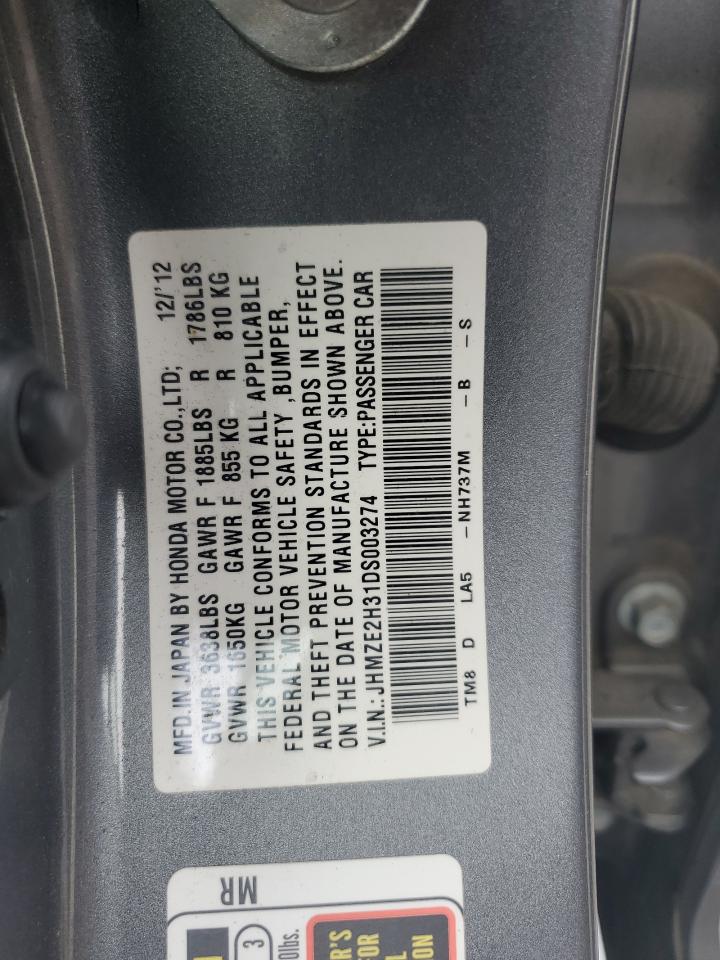 2013 Honda Insight VIN: JHMZE2H31DS003274 Lot: 71668844