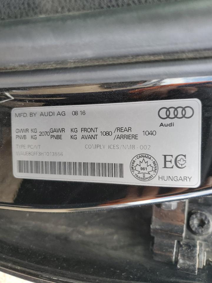 WAUE8GFF3H1013556 2017 Audi A3 Progressiv