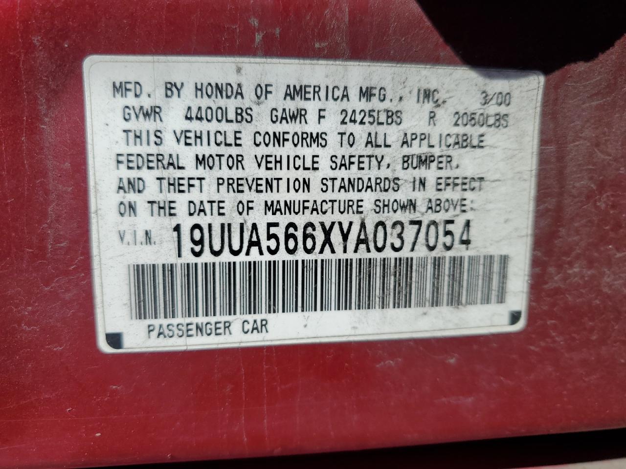 19UUA566XYA037054 2000 Acura 3.2Tl