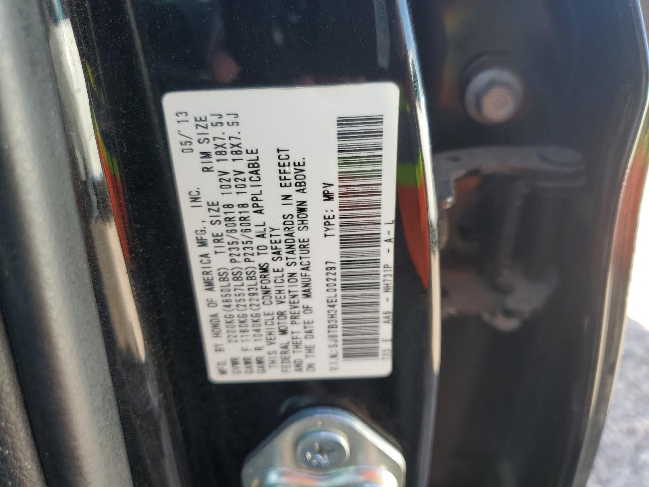 5J8TB3H34EL002297 2014 Acura Rdx