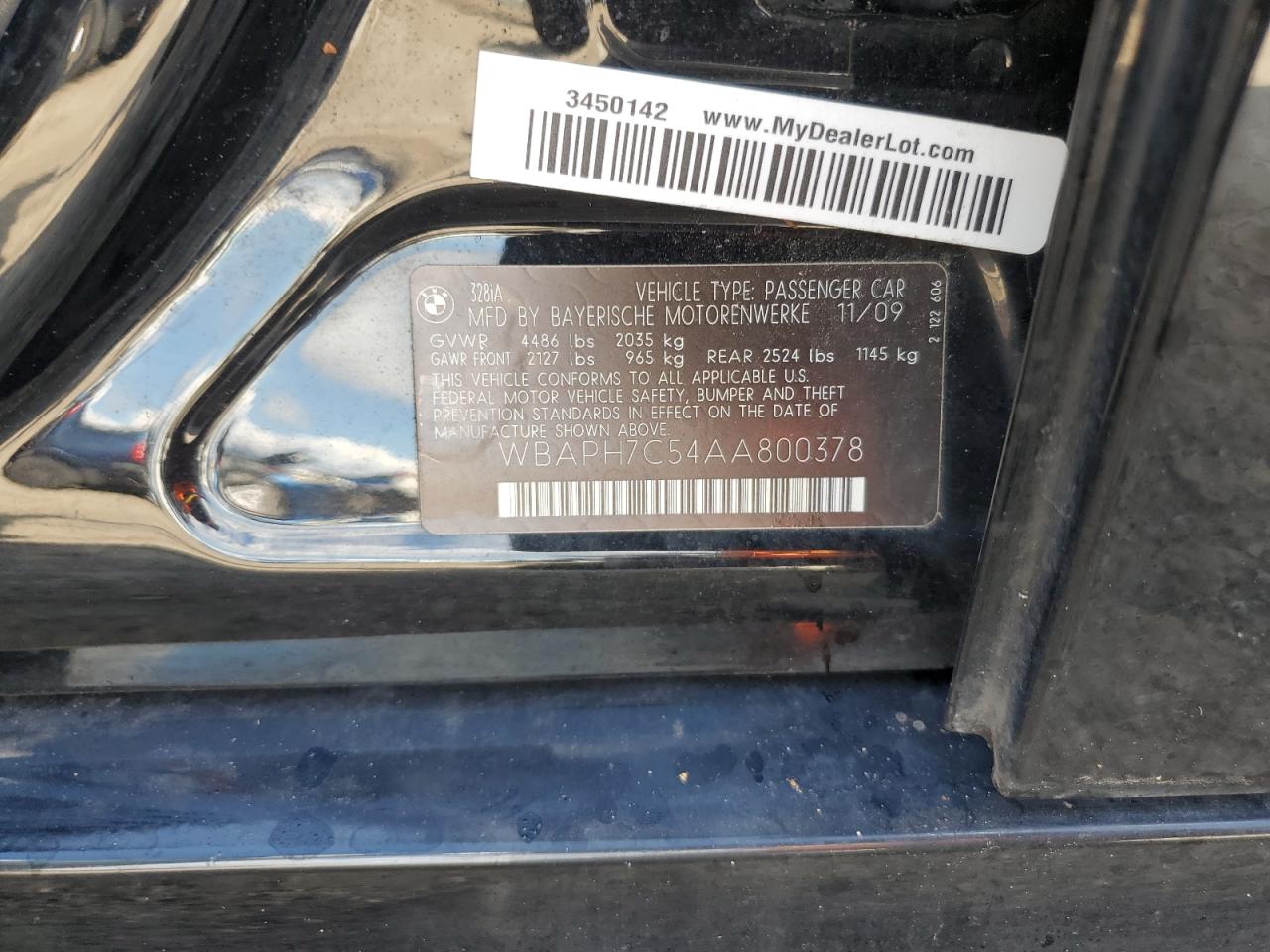 2010 BMW 328 I VIN: WBAPH7C54AA800378 Lot: 73812604
