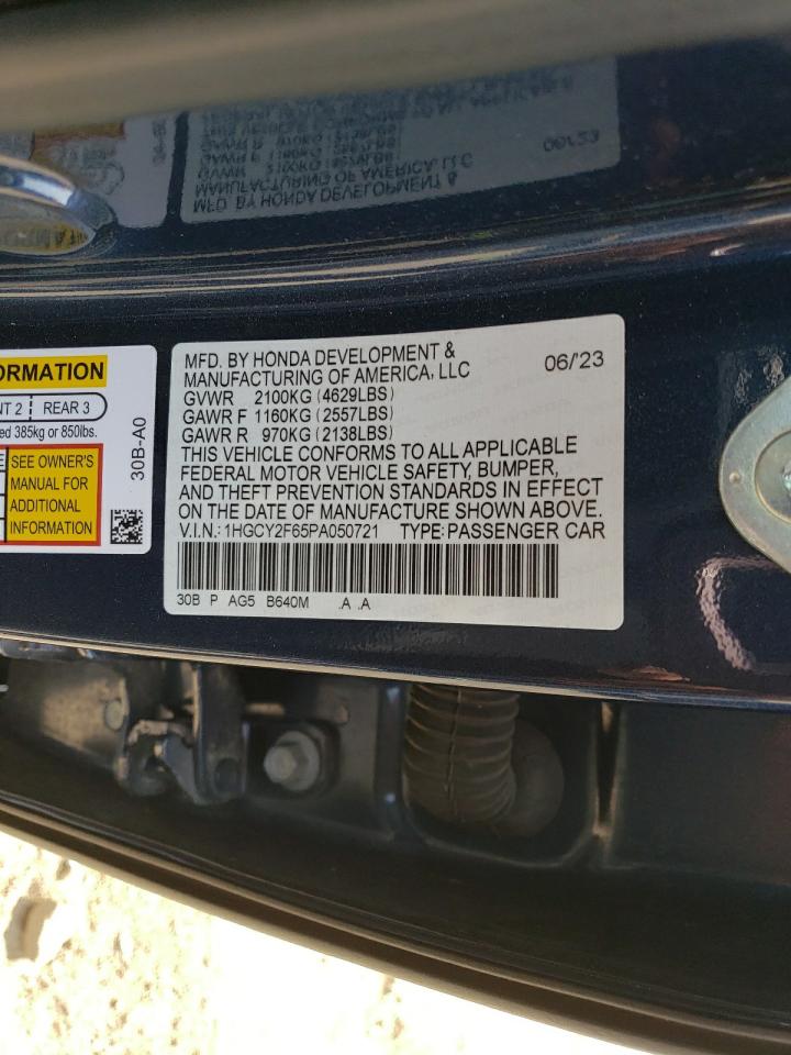 1HGCY2F65PA050721 2023 Honda Accord Hybrid Exl