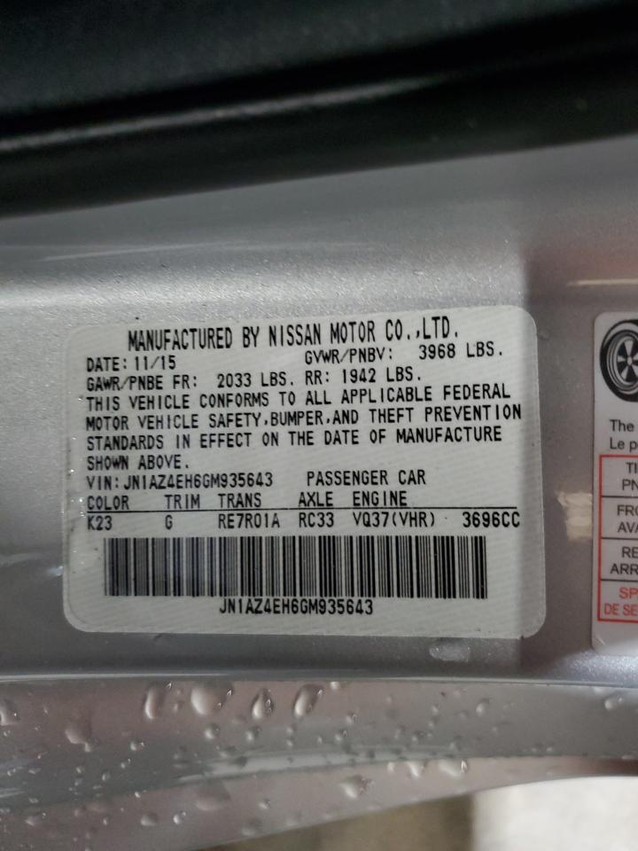 2016 Nissan 370Z Base VIN: JN1AZ4EH6GM935643 Lot: 71277634
