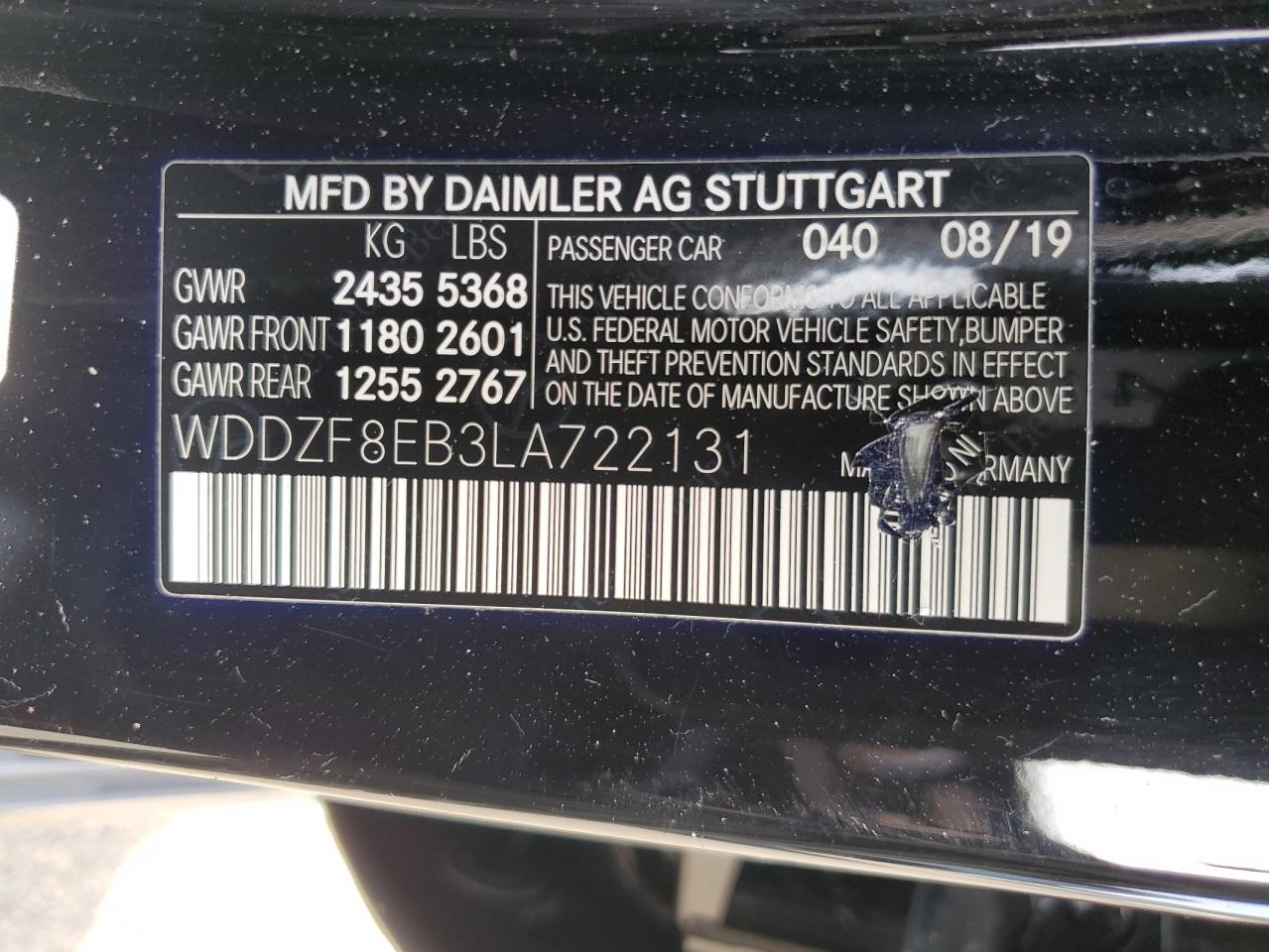 2020 Mercedes-Benz E 350 4Matic VIN: WDDZF8EB3LA722131 Lot: 71472404