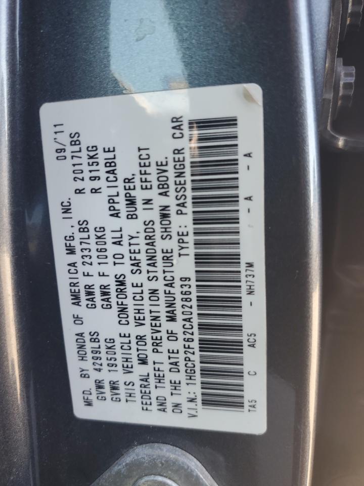 1HGCP2F62CA028639 2012 Honda Accord Se