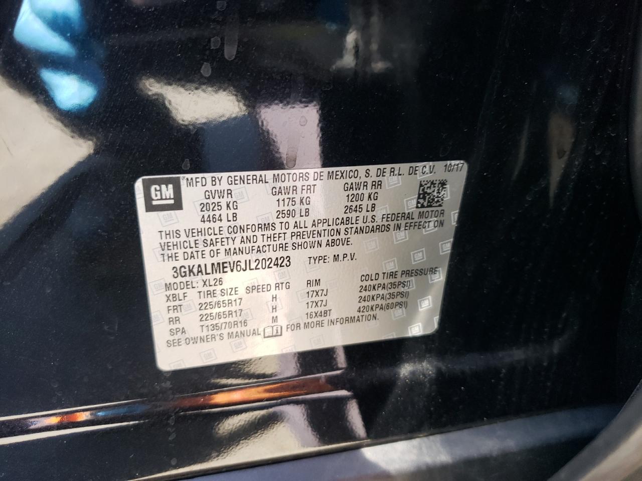 2018 GMC Terrain Sle VIN: 3GKALMEV6JL202423 Lot: 70064464